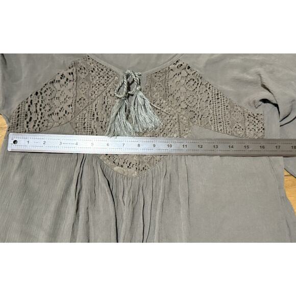 Vintage Purple Snow Womens Greenish Brown lined Tie Boho Dress Sz Large Romantic - Picture 8 of 8